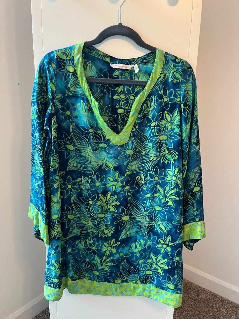 Soft Surroundings Vibrant Blue-Green Tunic Length Top - Size M